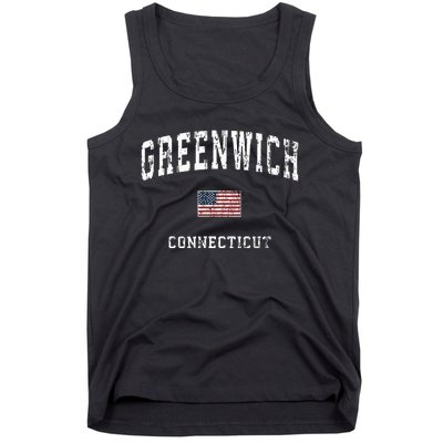 Greenwich Connecticut Ct Vintage American Flag Sports Design Tank Top