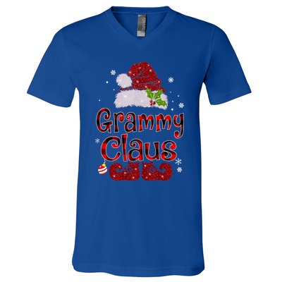 Grammy Claus Cute Gift Christmas Pajama Family Matching Xmas Cool Gift V-Neck T-Shirt