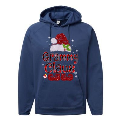 Grammy Claus Cute Gift Christmas Pajama Family Matching Xmas Cool Gift Performance Fleece Hoodie