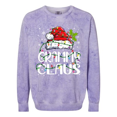 Grammy Claus Christmas Lights Pajama Family Matching Colorblast Crewneck Sweatshirt