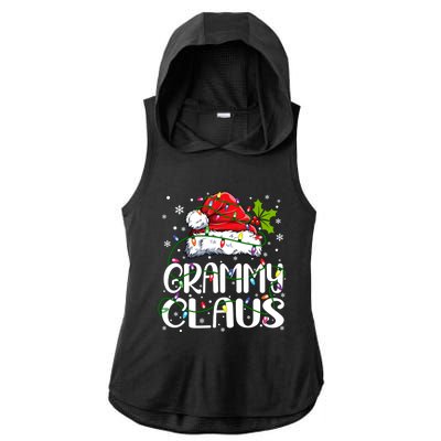 Grammy Claus Christmas Lights Pajama Family Matching Ladies PosiCharge Tri-Blend Wicking Draft Hoodie Tank