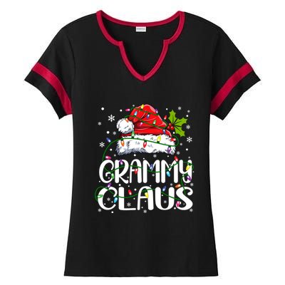 Grammy Claus Christmas Lights Pajama Family Matching Ladies Halftime Notch Neck Tee