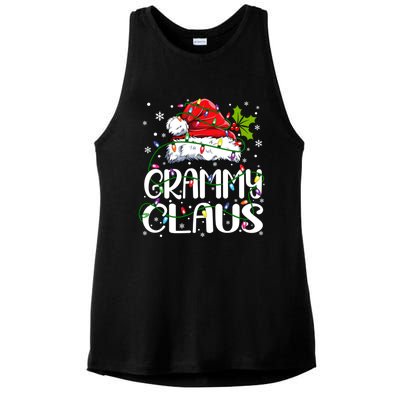 Grammy Claus Christmas Lights Pajama Family Matching Ladies PosiCharge Tri-Blend Wicking Tank