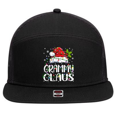 Grammy Claus Christmas Lights Pajama Family Matching 7 Panel Mesh Trucker Snapback Hat