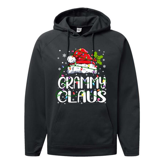 Grammy Claus Christmas Lights Pajama Family Matching Performance Fleece Hoodie