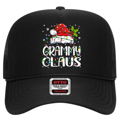 Grammy Claus Christmas Lights Pajama Family Matching High Crown Mesh Back Trucker Hat