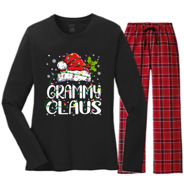 Grammy Claus Christmas Lights Pajama Family Matching Women's Long Sleeve Flannel Pajama Set 