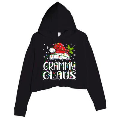 Grammy Claus Christmas Lights Pajama Family Matching Crop Fleece Hoodie