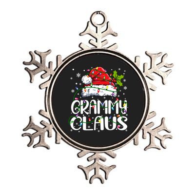 Grammy Claus Christmas Lights Pajama Family Matching Metallic Star Ornament