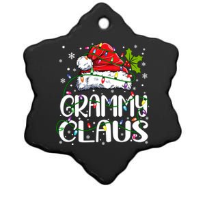 Grammy Claus Christmas Lights Pajama Family Matching Ceramic Star Ornament