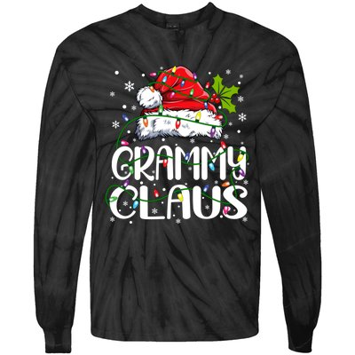 Grammy Claus Christmas Lights Pajama Family Matching Tie-Dye Long Sleeve Shirt