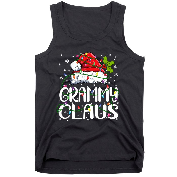 Grammy Claus Christmas Lights Pajama Family Matching Tank Top