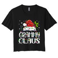 Grammy Claus Christmas Lights Pajama Family Matching Women's Crop Top Tee