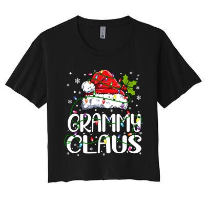 Grammy Claus Christmas Lights Pajama Family Matching Women's Crop Top Tee