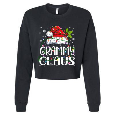 Grammy Claus Christmas Lights Pajama Family Matching Cropped Pullover Crew