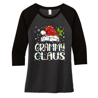 Grammy Claus Christmas Lights Pajama Family Matching Women's Tri-Blend 3/4-Sleeve Raglan Shirt