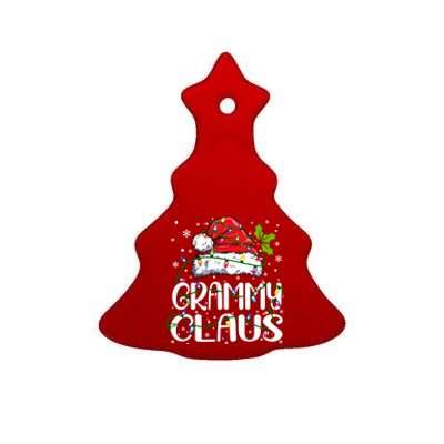 Grammy Claus Christmas Lights Pajama Family Matching Ceramic Tree Ornament