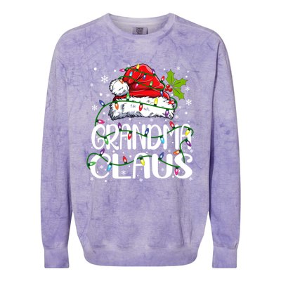 Grandma Claus Christmas Lights Pajama Family Matching Colorblast Crewneck Sweatshirt