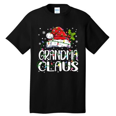 Grandma Claus Christmas Lights Pajama Family Matching Tall T-Shirt