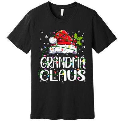 Grandma Claus Christmas Lights Pajama Family Matching Premium T-Shirt