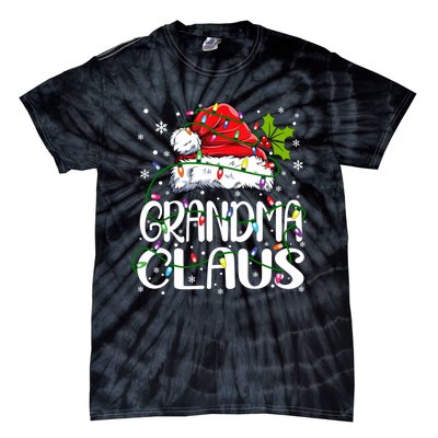 Grandma Claus Christmas Lights Pajama Family Matching Tie-Dye T-Shirt