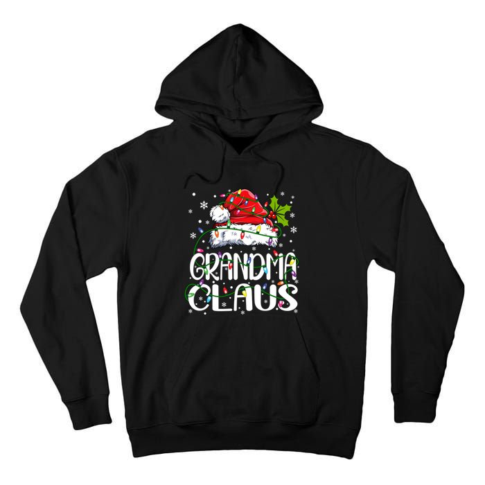 Grandma Claus Christmas Lights Pajama Family Matching Tall Hoodie