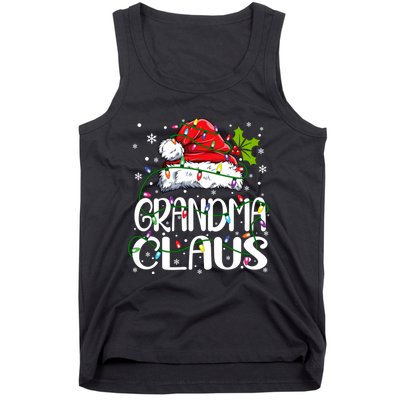 Grandma Claus Christmas Lights Pajama Family Matching Tank Top