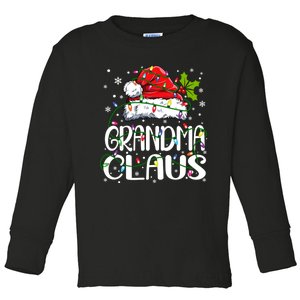 Grandma Claus Christmas Lights Pajama Family Matching Toddler Long Sleeve Shirt