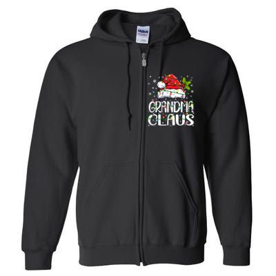 Grandma Claus Christmas Lights Pajama Family Matching Full Zip Hoodie