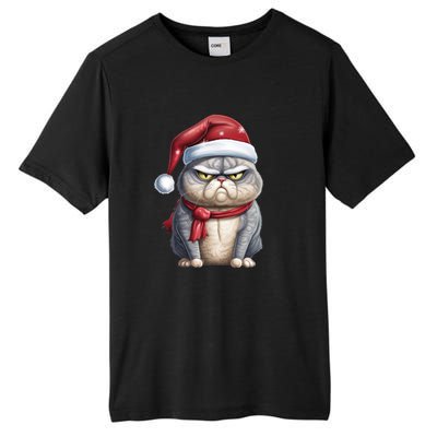 Grumpy Christmas Cat Santa Hat Tall Fusion ChromaSoft Performance T-Shirt