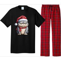 Grumpy Christmas Cat Santa Hat Pajama Set