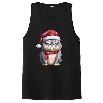 Grumpy Christmas Cat Santa Hat PosiCharge Competitor Tank