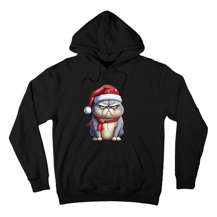 Grumpy Christmas Cat Santa Hat Tall Hoodie