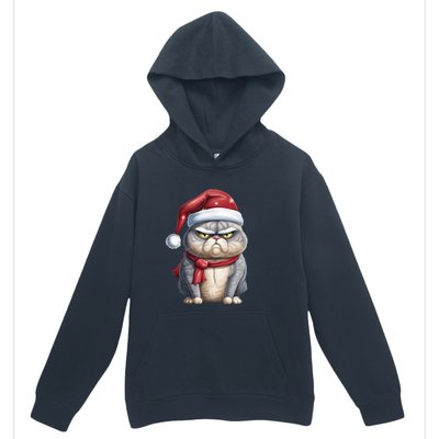 Grumpy Christmas Cat Santa Hat Urban Pullover Hoodie