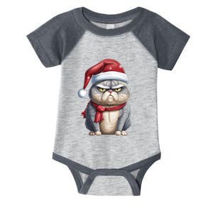 Grumpy Christmas Cat Santa Hat Infant Baby Jersey Bodysuit