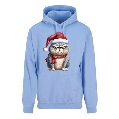 Grumpy Christmas Cat Santa Hat Unisex Surf Hoodie