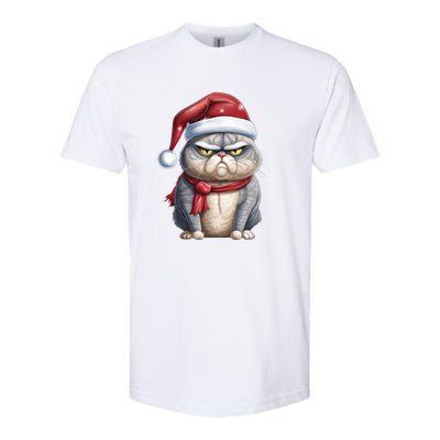 Grumpy Christmas Cat Santa Hat Softstyle CVC T-Shirt