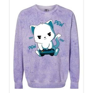 Gaming Cute Cat Gamer Kitty Colorblast Crewneck Sweatshirt