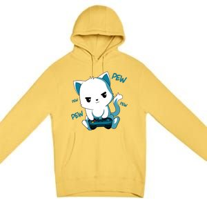 Gaming Cute Cat Gamer Kitty Premium Pullover Hoodie