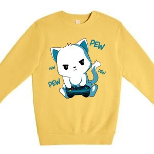 Gaming Cute Cat Gamer Kitty Premium Crewneck Sweatshirt