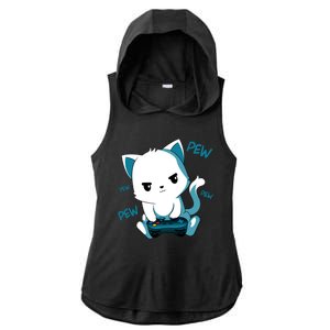 Gaming Cute Cat Gamer Kitty Ladies PosiCharge Tri-Blend Wicking Draft Hoodie Tank