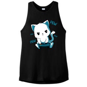 Gaming Cute Cat Gamer Kitty Ladies PosiCharge Tri-Blend Wicking Tank