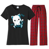 Gaming Cute Cat Gamer Kitty Women's Flannel Pajama Set