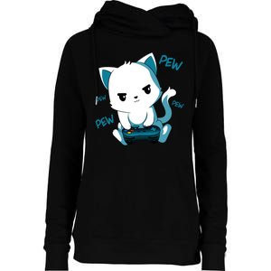 Gaming Cute Cat Gamer Kitty Womens Funnel Neck Pullover Hood