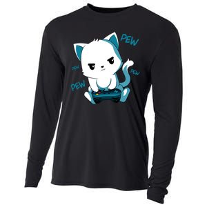 Gaming Cute Cat Gamer Kitty Cooling Performance Long Sleeve Crew