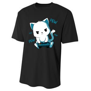 Gaming Cute Cat Gamer Kitty Performance Sprint T-Shirt