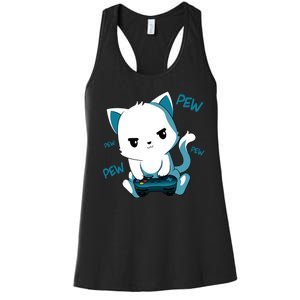 Gaming Cute Cat Gamer Kitty Women's Racerback Tank