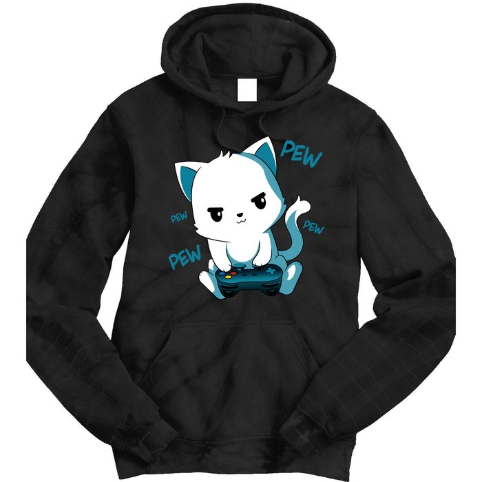 Gaming Cute Cat Gamer Kitty Tie Dye Hoodie