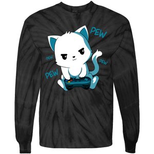 Gaming Cute Cat Gamer Kitty Tie-Dye Long Sleeve Shirt