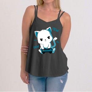 Gaming Cute Cat Gamer Kitty Women's Strappy Tank